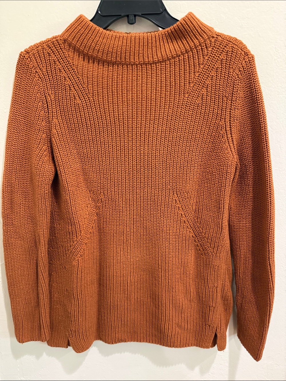 Talbots Burnt Orange Turtleneck Cable-Trim Sweater